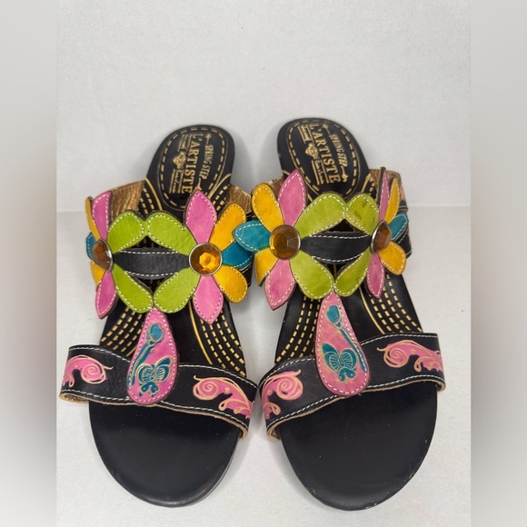 L'ATISTE Women's Multicolor Floral Sandals - Picture 1 of 9